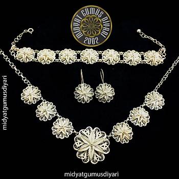 Midyat El ilii 925 Ayar Gm iek Model Telkari l Set (STOK KODU:20171562) 
