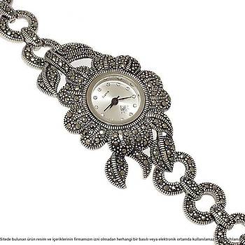Sarmaşık Gümüş Bayan Kol Saati Markazit Taşlı 925 Ayar (STOK KODU:20170830)