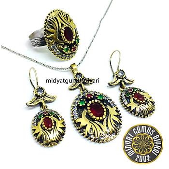 Yakut & Zmrt Tal Sarmak Model Otantik Gm Bayan l Set (STOK KODU:20171549) 