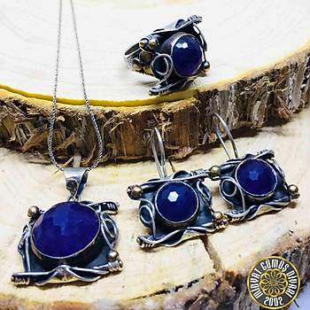 Safir Tal Eskitme Otantik Gm Bayan l Set Tak (STOK KODU:20171872) 