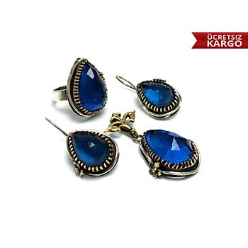 925 Ayar Gm Safir Tal Bayan Otantik l Set