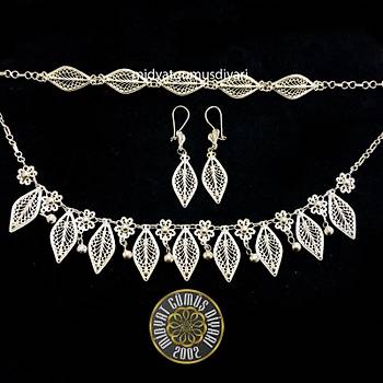 Midyat El ilii 925 Ayar Gm Yaprak Model Telkari l Set (STOK KODU:20171564) 