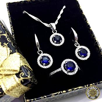 Zirkon & Safir Tal Yuvarlak Model Gm l Set Bayan Tak (STOK KODU:20171870)