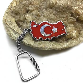 Ýki Taraflý Ayyýldýz & Türkiye Yazýlý 925 Ayar Gümüþ Anahtarlýk (STOK KODU:20171369)