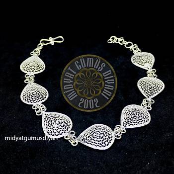 Midyat El ilii 925 Ayar Gm Damla Model Telkari Bileklik (STOK KODU:20171595)