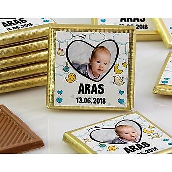 Erkek Bebek Dökme Çikolata - Fotoðraflý Kalp