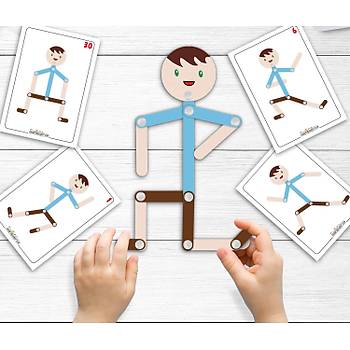 Erkek-Kz Figr p Adam, Montessori Ahap Eitici Oyuncak - 2 Adet