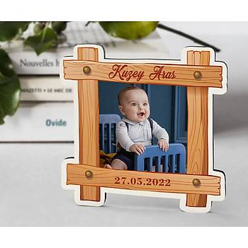 UV Baskl Ahap Resimli Bebek Magneti - Wood