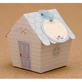 Sevimli Ev Şeker Kutusu - Mavi Çatılı