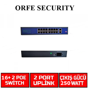 16 PORT POE SWITCH - ORFE SECURITY ORS 16+2 10/100/1000 POE SWITCH