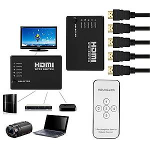 5 Port Kumandal� Full HD 1080p 3D HDMI Switch �oklay�c� SY-501