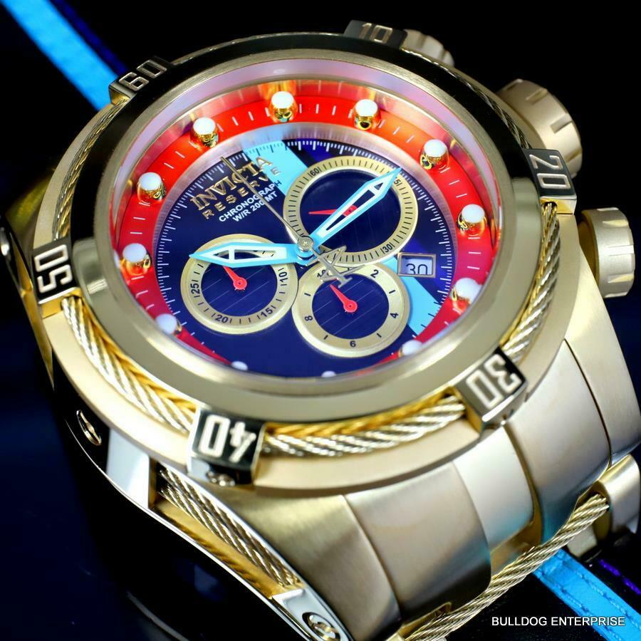 Invicta Reserve Bolt Zeus S1 Racer Leather 52mm Swiss Mvt Gold Plated ...