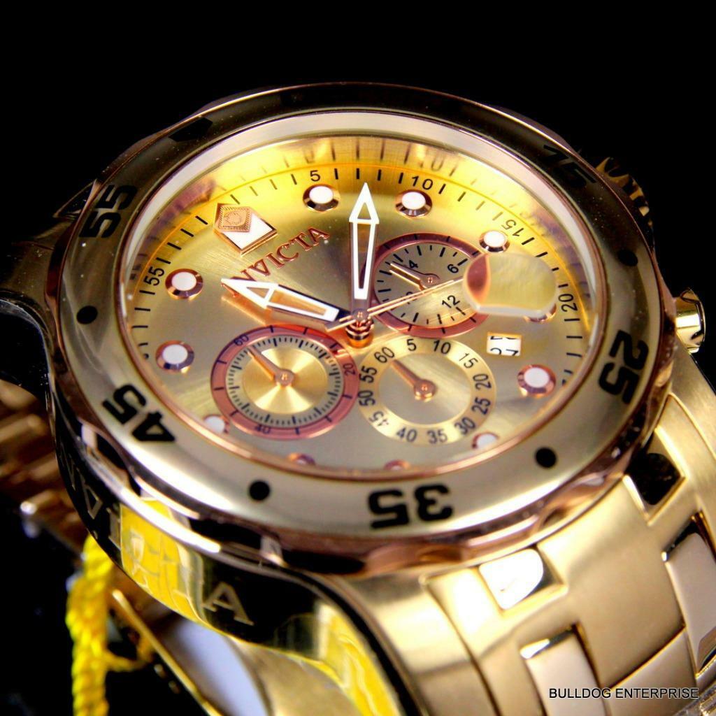 Invicta Pro Diver Scuba 18kt Gold Plated Rose Tone Subdials 48mm Erkek ...