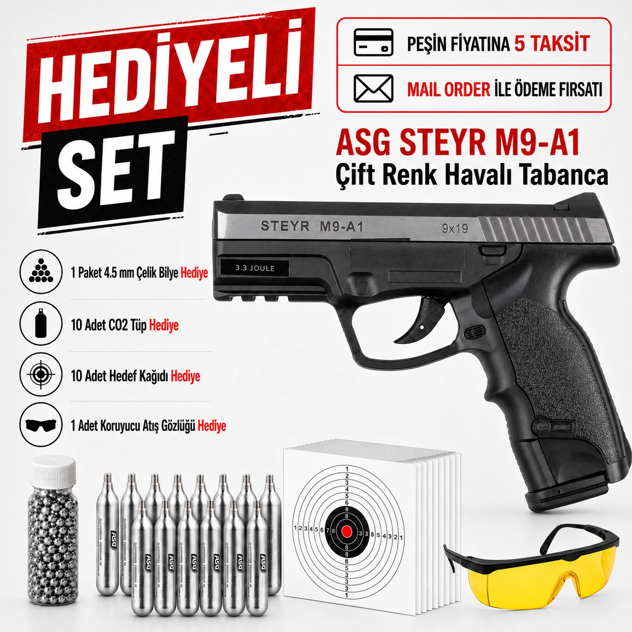 Asg Steyr M9 A1 Çift Renk Havalı Tabanca 16553