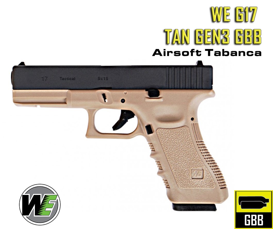 WE G17 GLOCK 17 GEN3 TAN GBB Airsoft Tabanca