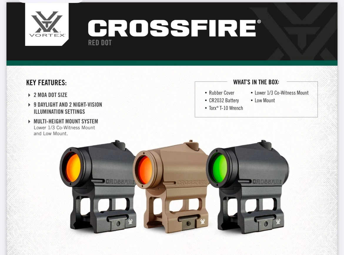 Vortex Crossfire Tan 2 MOA RedDot | Türkiye'nin En Ucuz Fiyatı