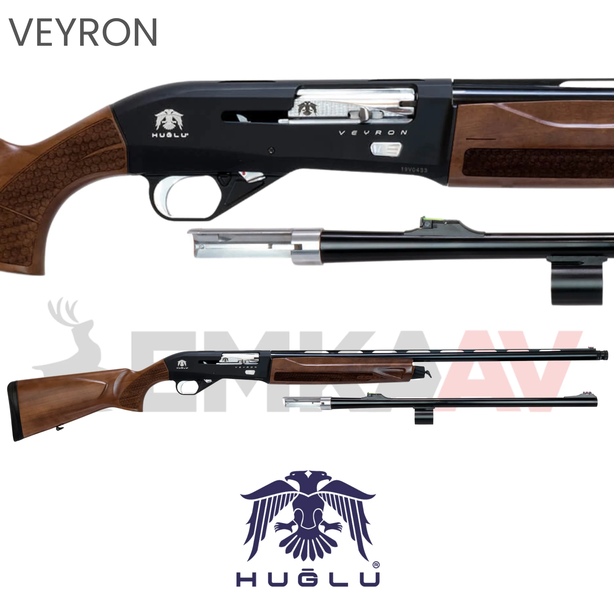 Huğlu Veyron Combo Slug Ahşap Yarı Otomatik Av Tüfeği