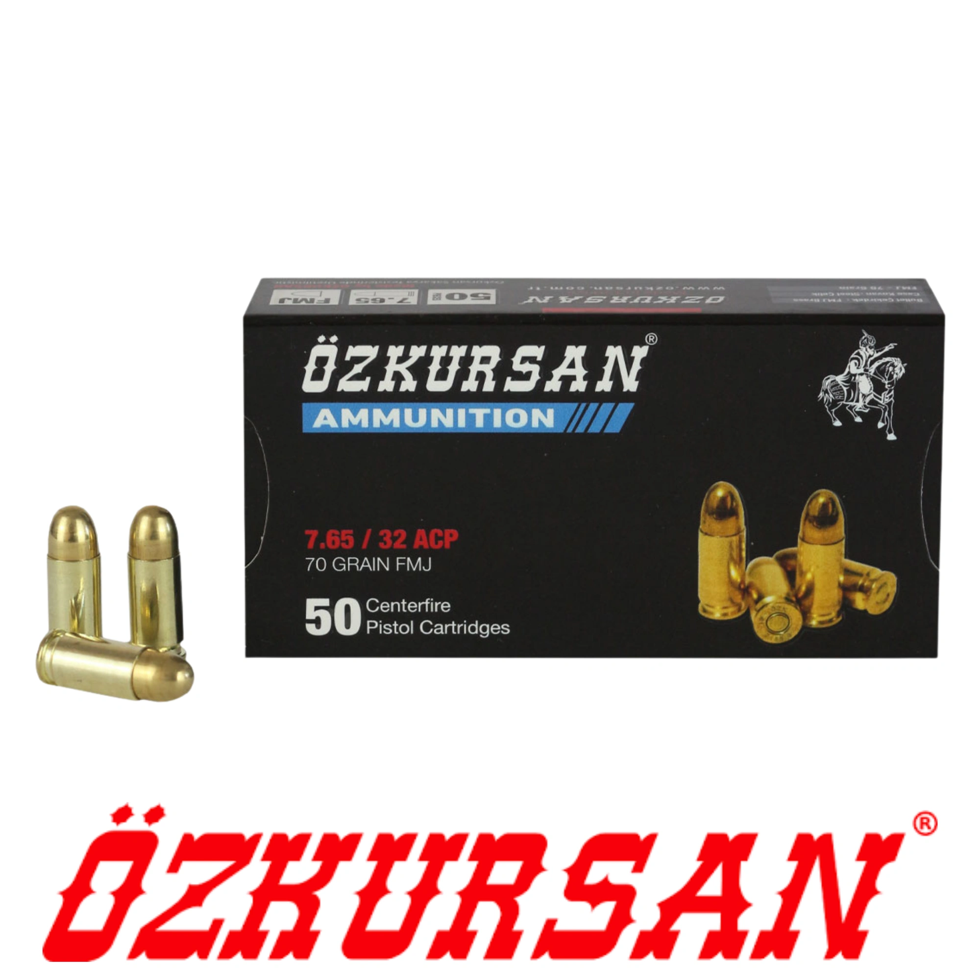 Özkursan Browning 7.65mm FMJ 70 Grain Tabanca Fişeği