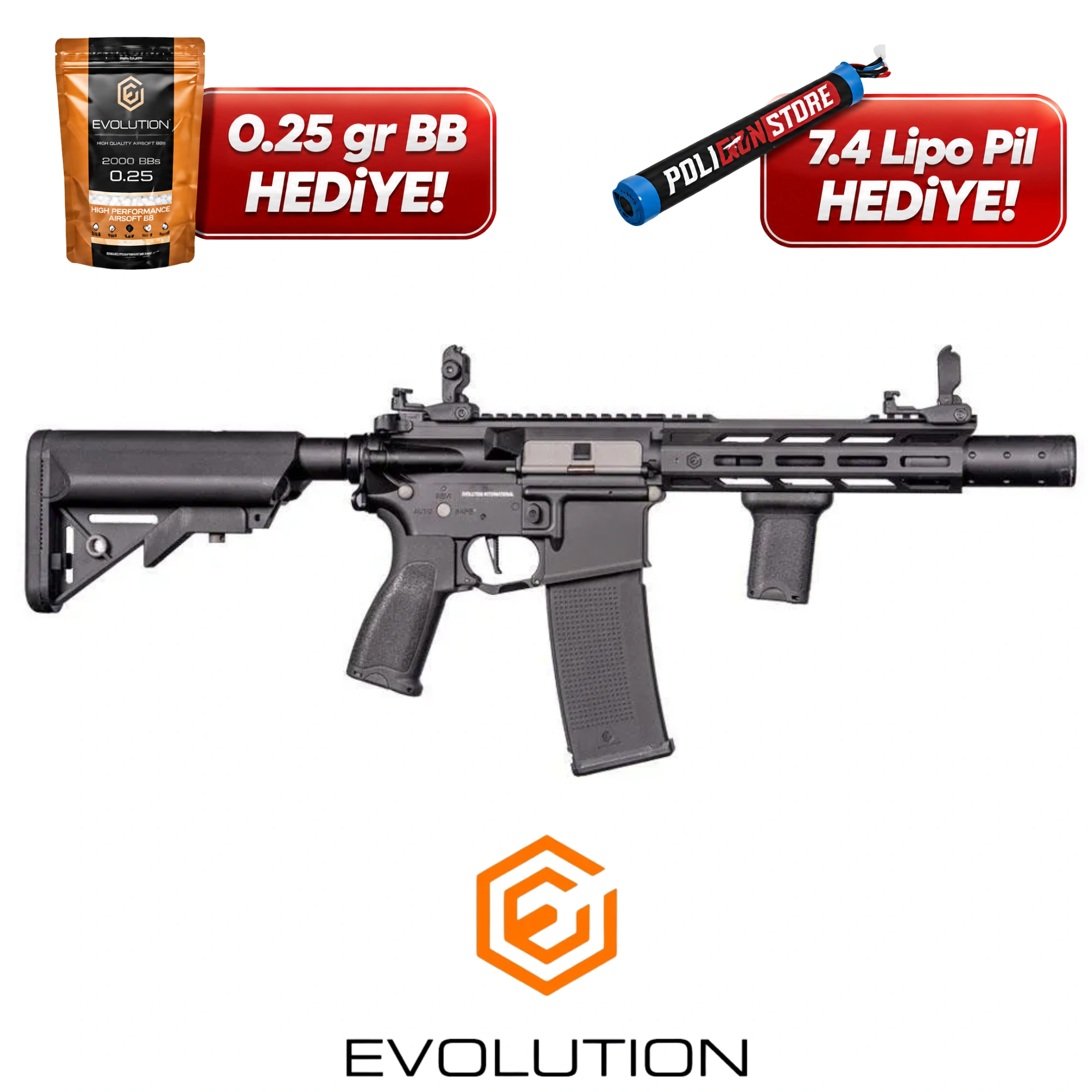 Evolution Recon S EMR S Airsoft Tüfeği + 7.4v LiPo Pil