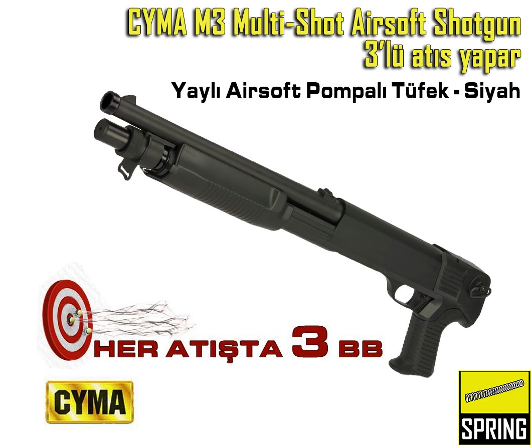 CYMA M3 Multi-Shot Airsoft Shotgun Pompalı - 3Lü atış yapar