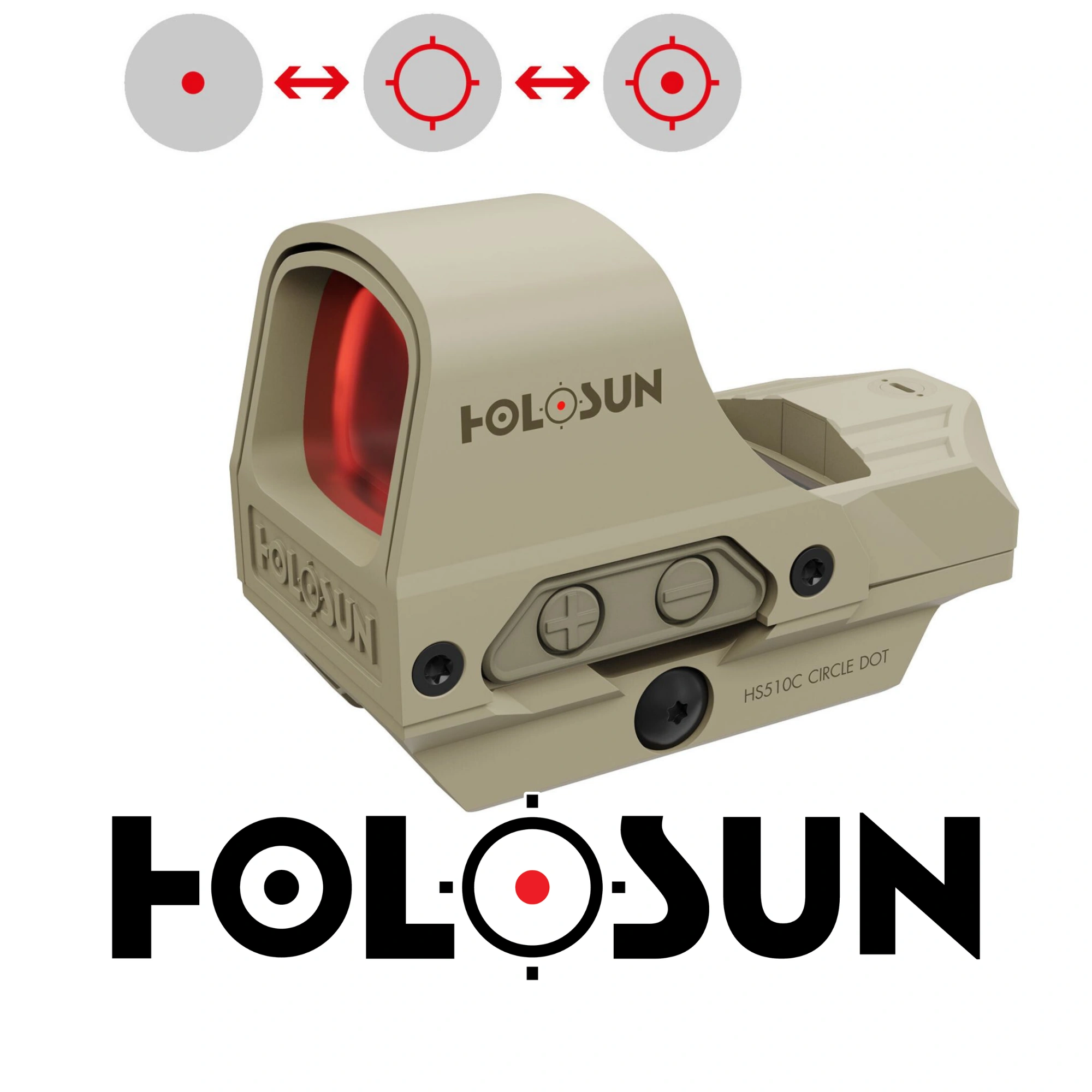 Holosun HS510C-FDE Solar Multi-Reticle Open Reflex Sight (2 MOA & 65 MOA Circle)