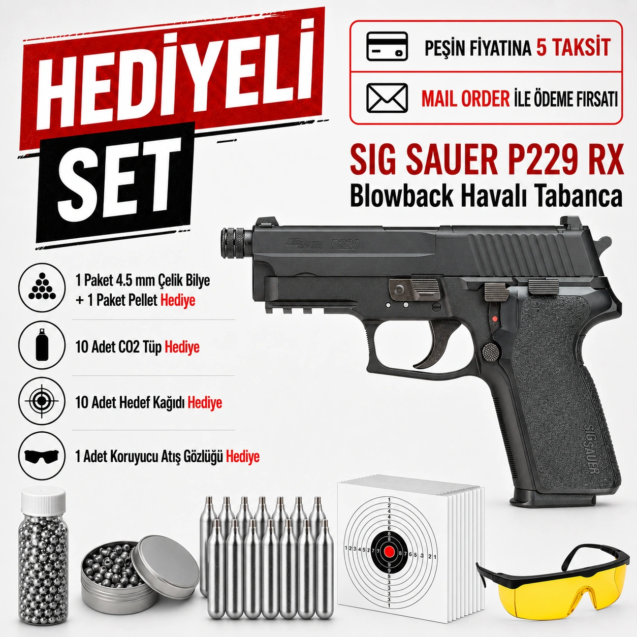 Sig Sauer P229 RX Blowback Full Metal Havalı Tabanca (Pellet)