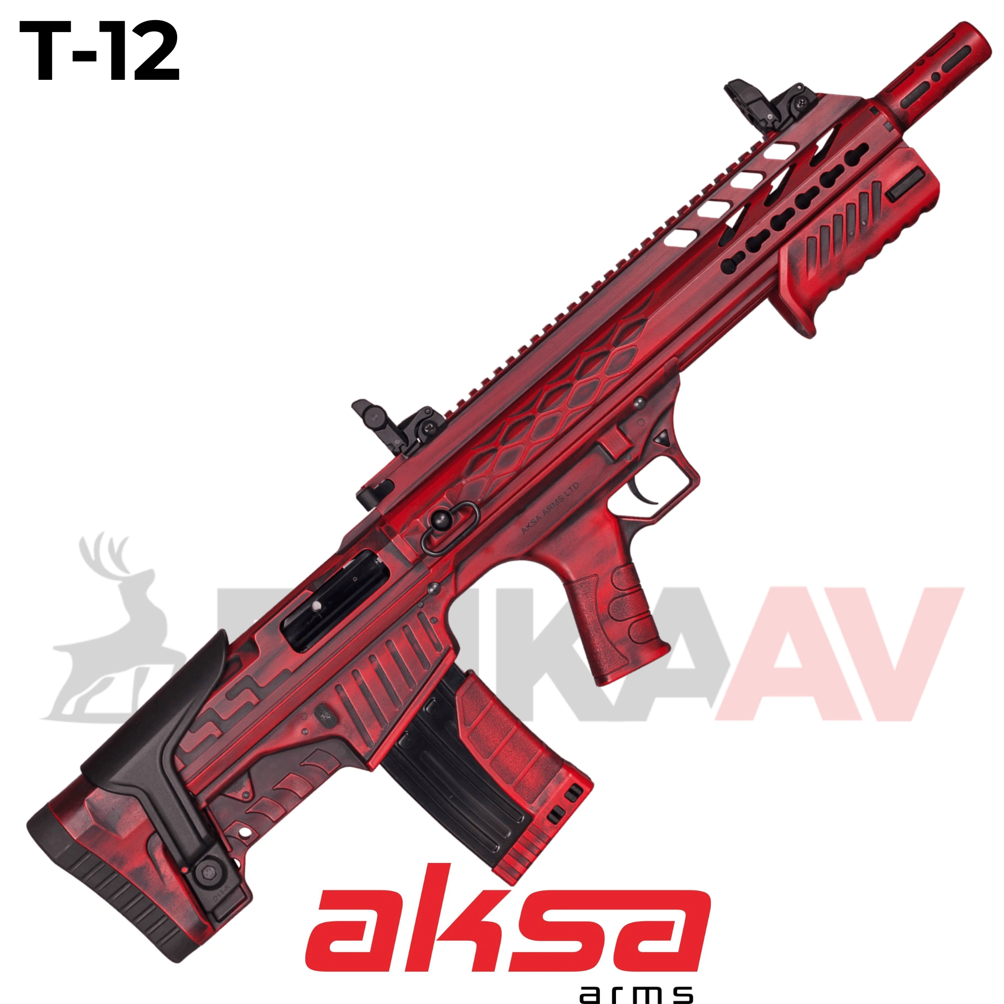 Aksa Crossfire T12 Kırmızı Eskitme Bullpup Çift Sistem Av Tüfeği (Yarı Otomatik Pompalı)