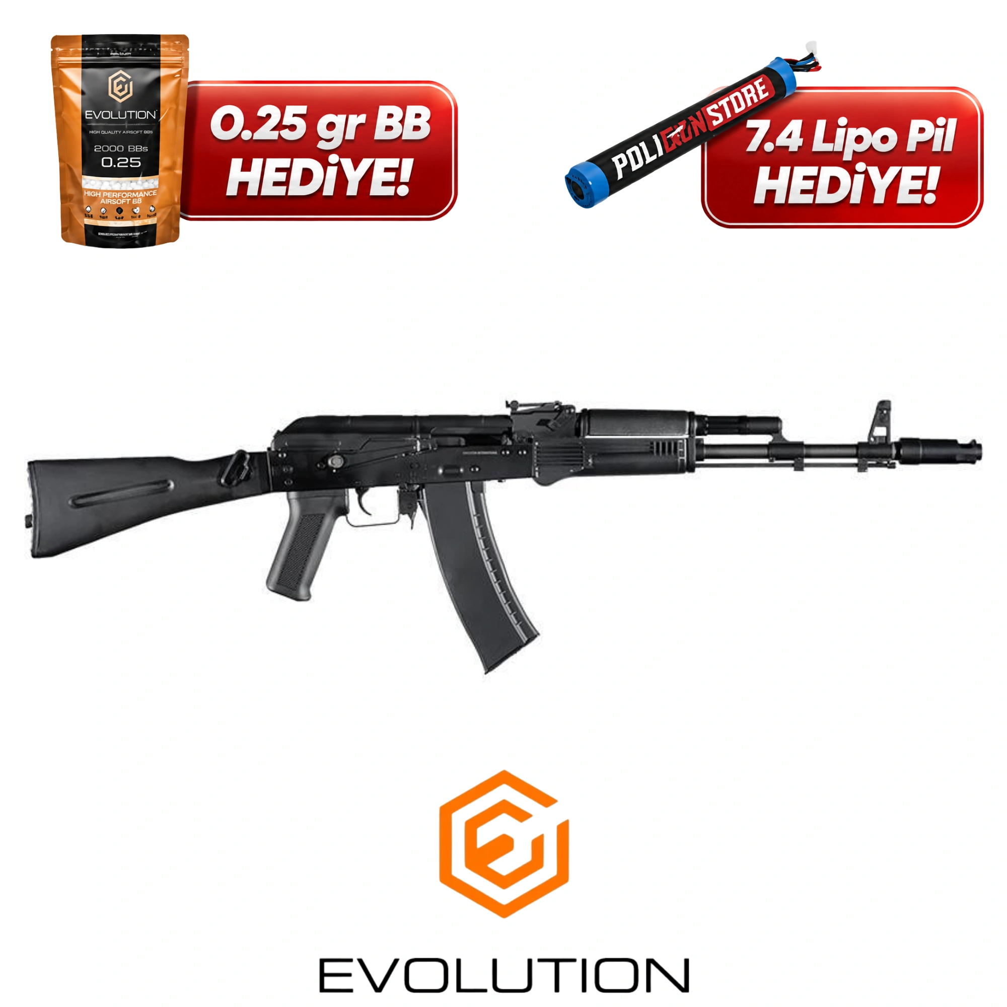 Evolution E-74 Tanker Airsoft Tüfeği + 7.4v LiPo Pil