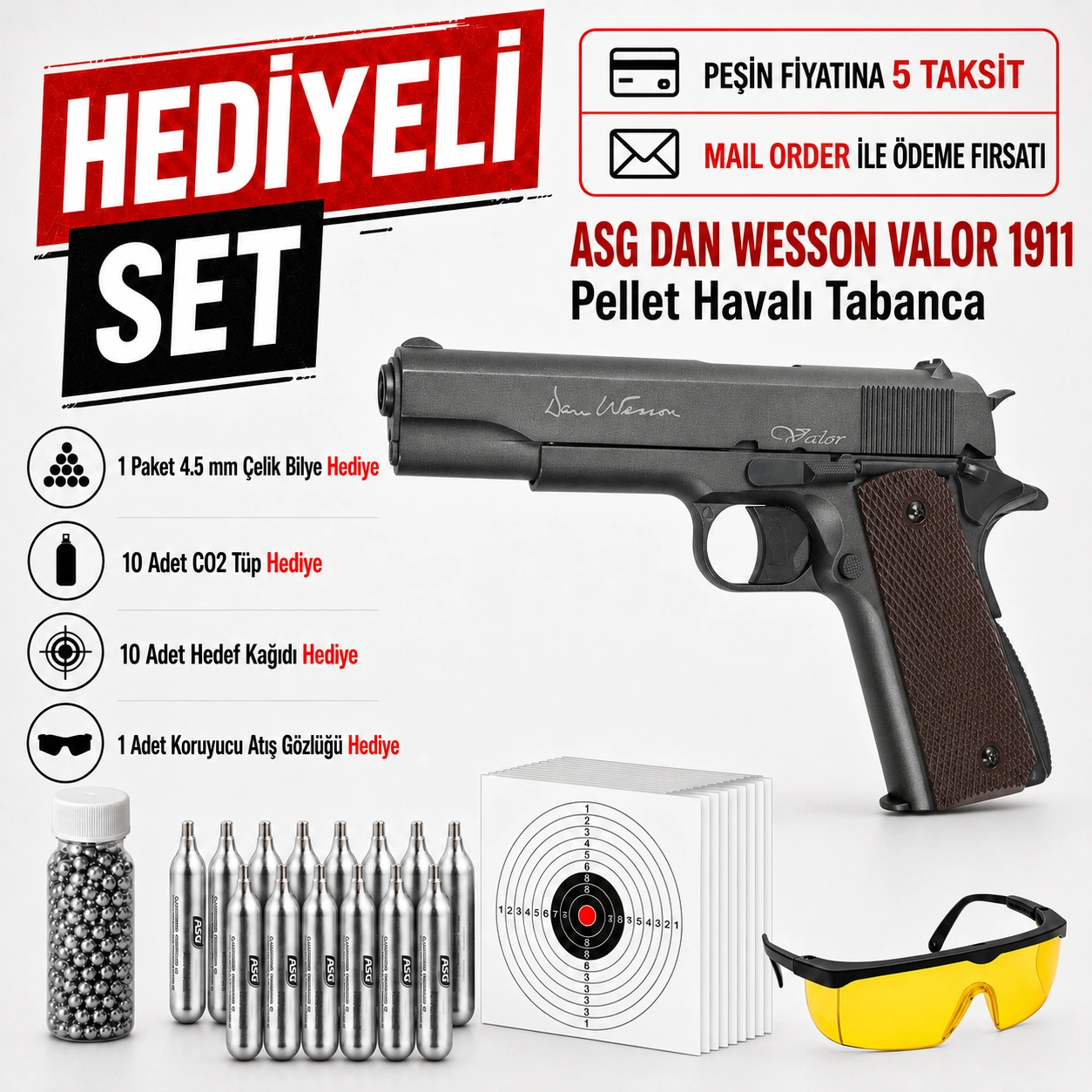 Asg Dan Wesson Valor 1911 Pellet Havalı Tabanca 19055