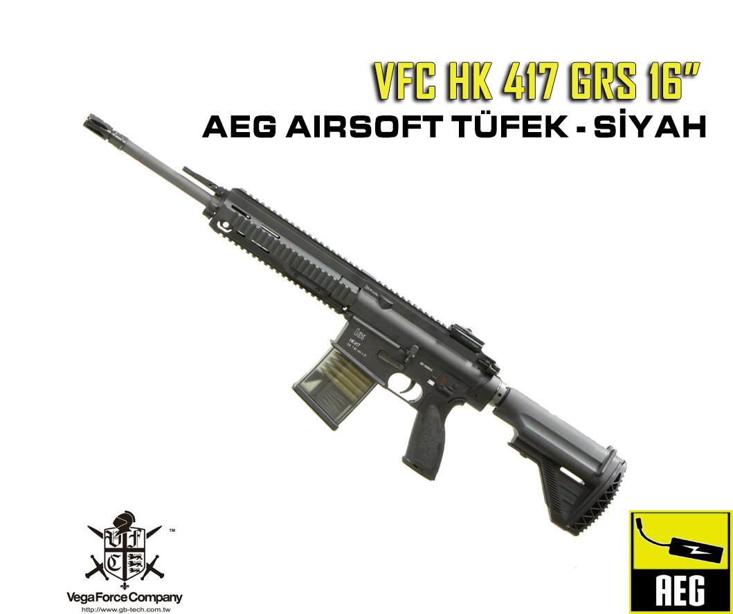 VFC HK 417 GRS 16 inç AEG Airsoft Tüfek - Siyah
