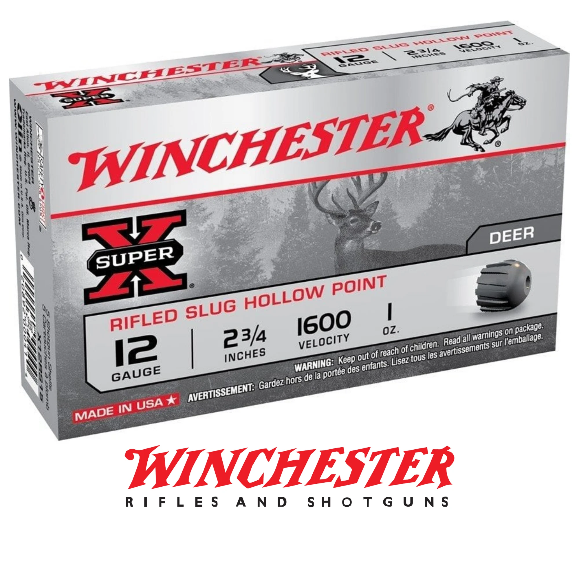 Winchester USA Rifled Slug Hollow Point Tek Kurşun 12 Kalibre Av Fişeği (1600)