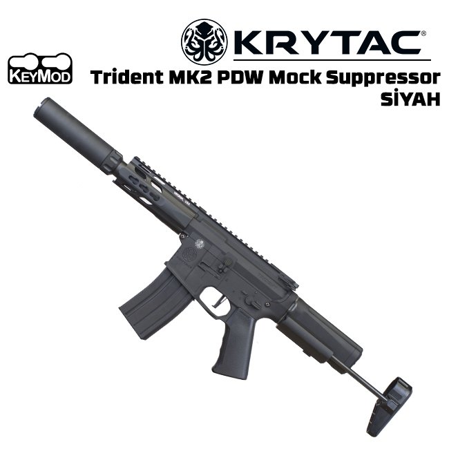 KRYTAC Trident MK2 PDW "Mock Suppressor" AEG Airsoft Tüfek - Siyah