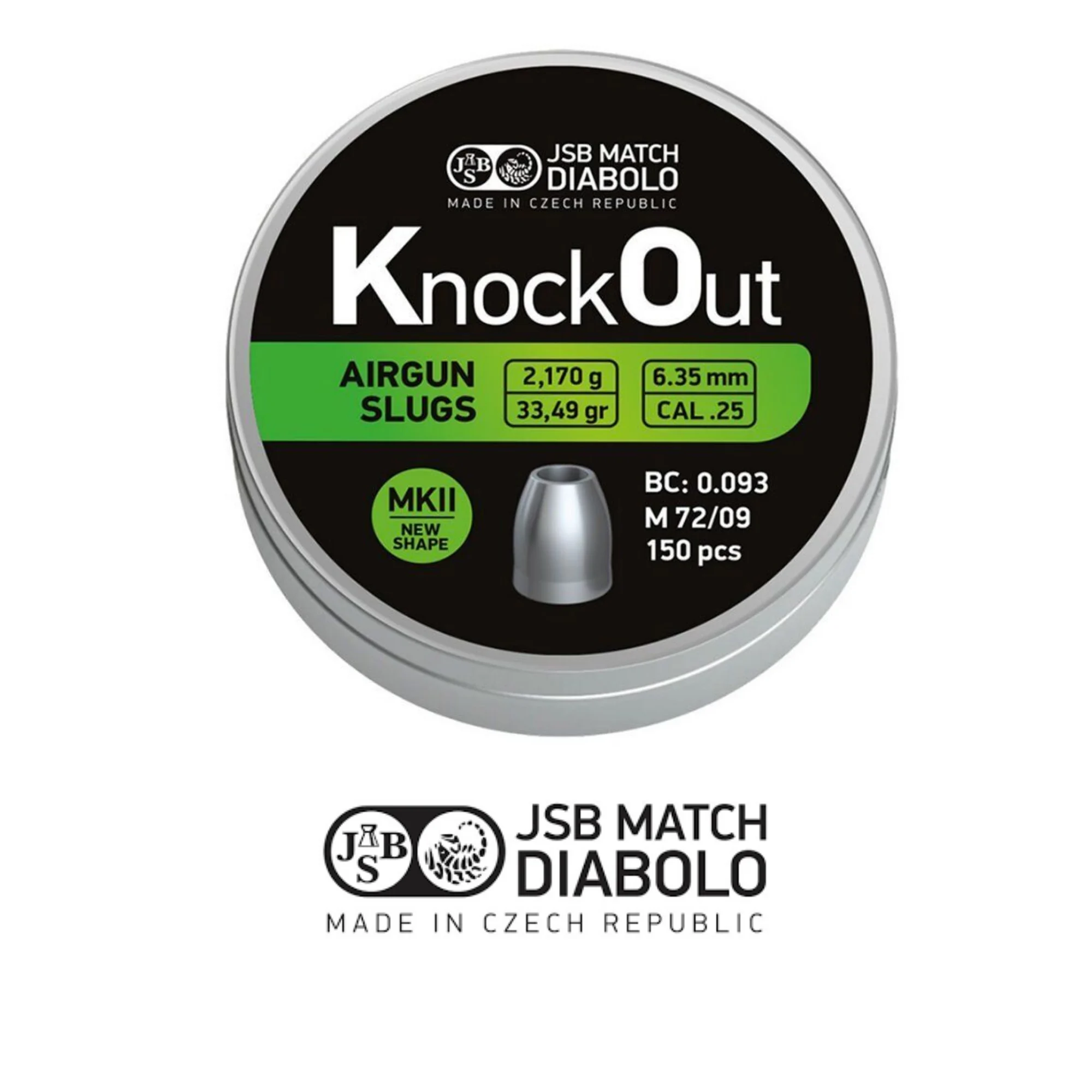 JSB KnockOut MKII 33.49 Grain 6.35 mm Saçma / 150 Adet