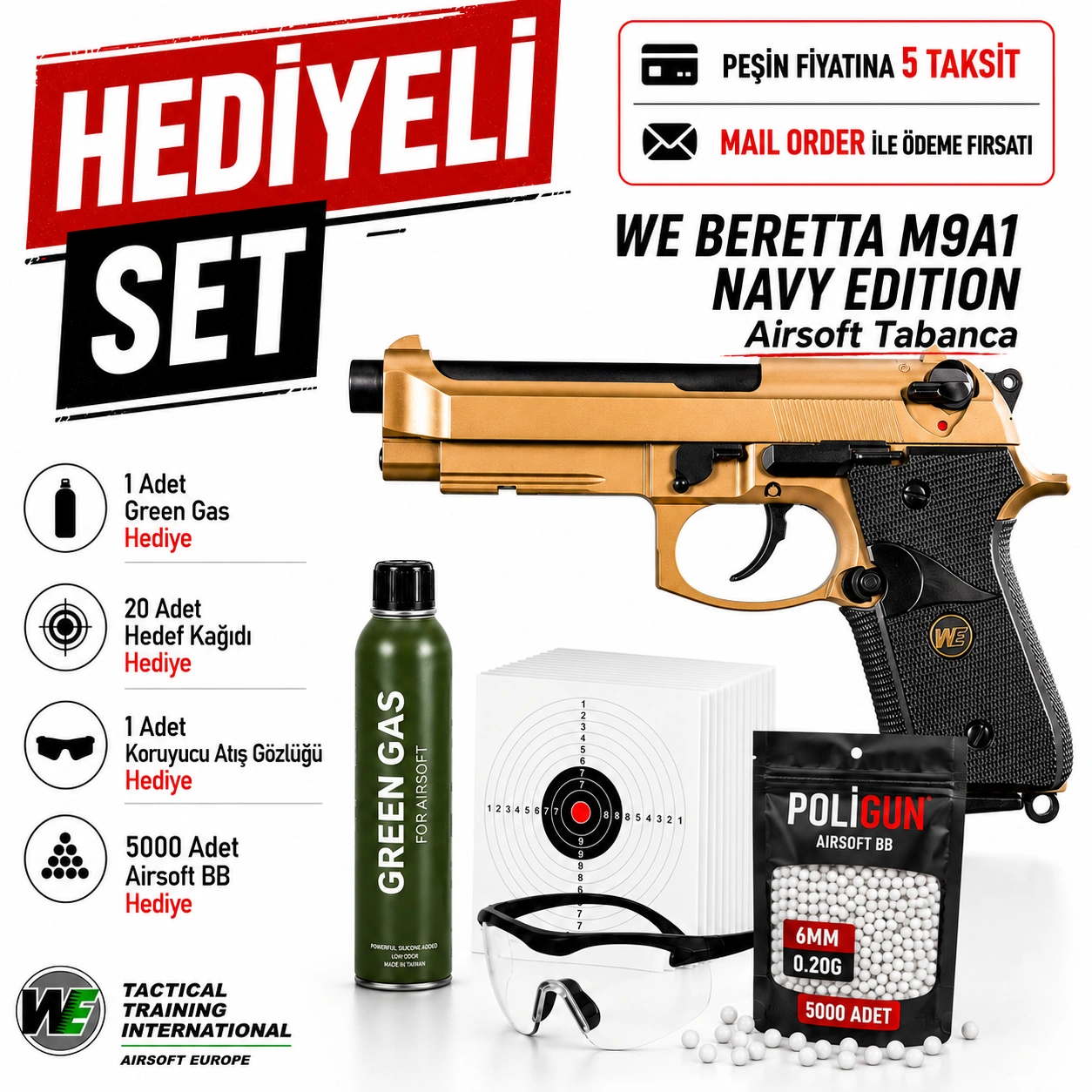 We Beretta M9A1 Navy Edition Airsoft Tabanca (6mm) Fiyatları 2026