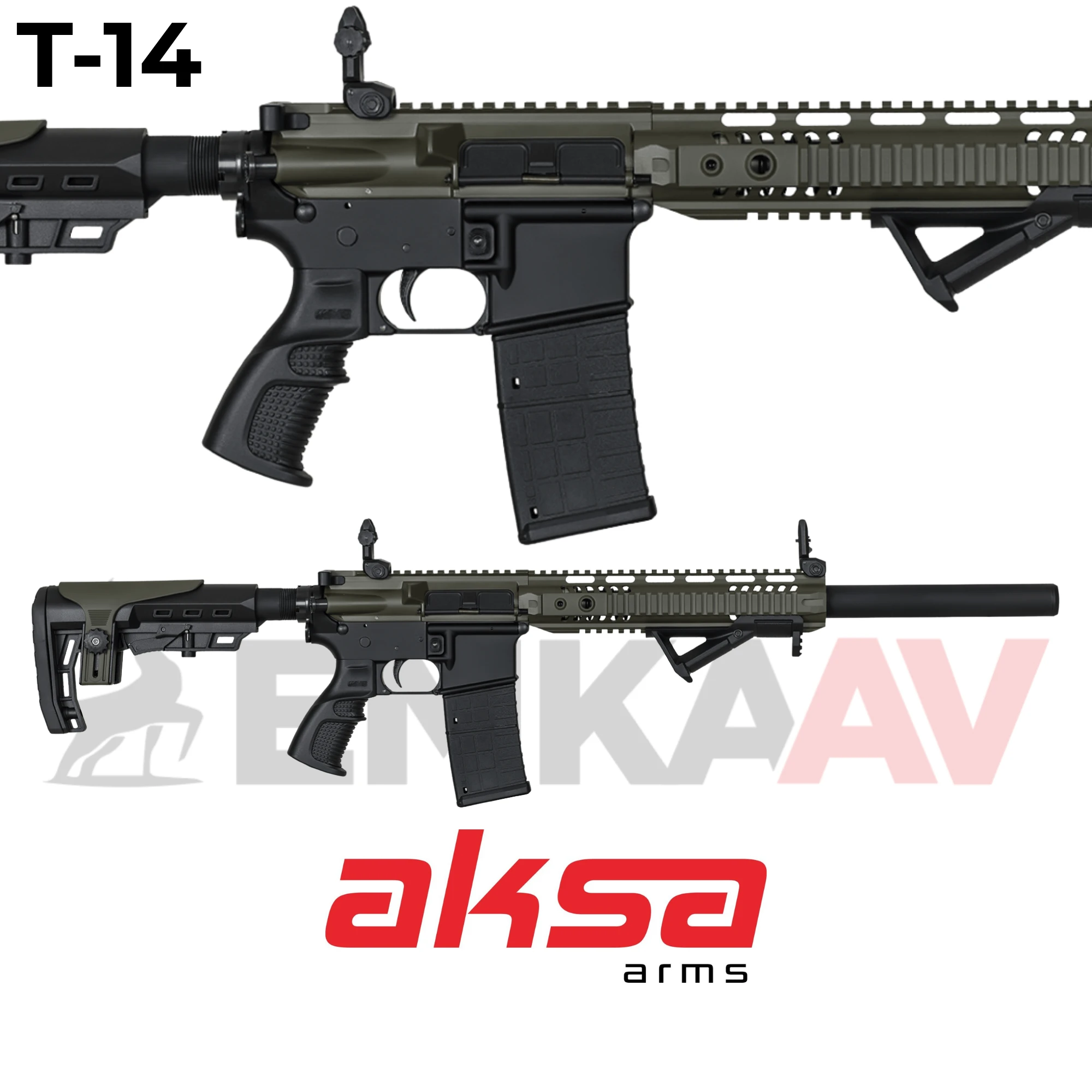 Aksa Crossfire T-1408 Haki Siyah 36 Kalibre Şarjörlü Otomatik Av Tüfeği