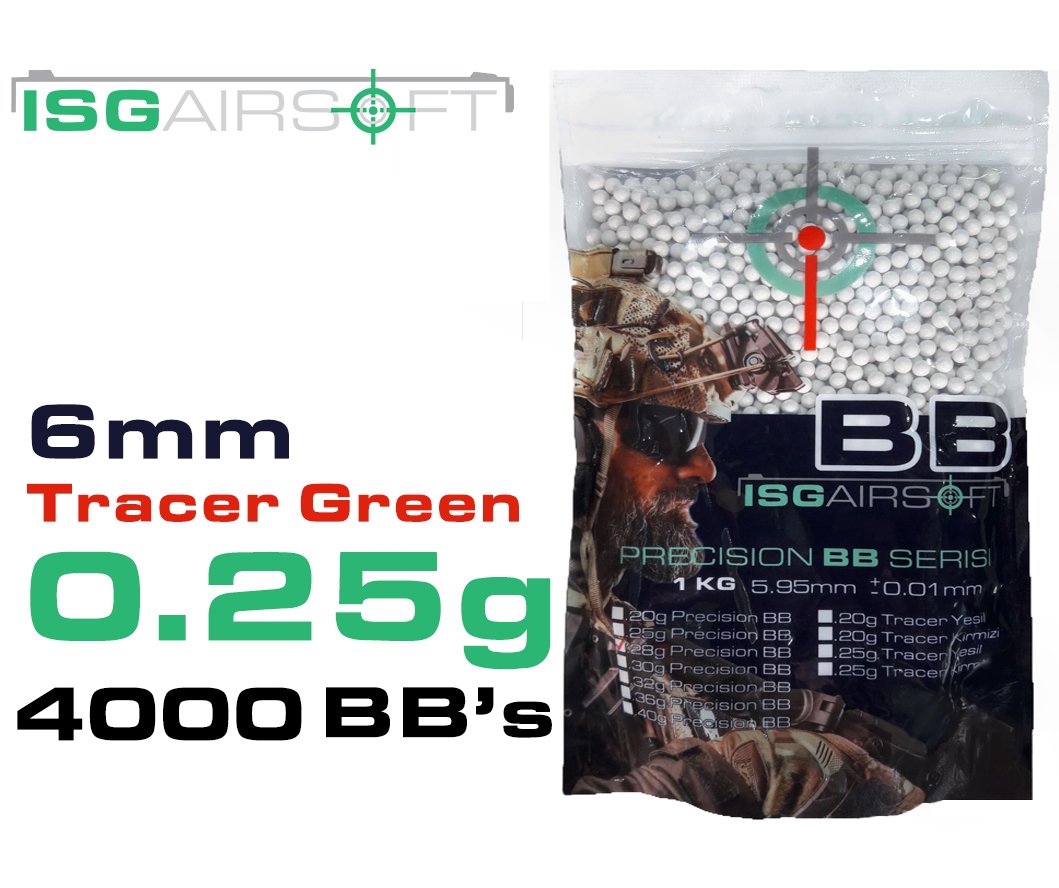 ISGairsoft 0.25g (0,25g) Tracer BB GREEN 4000adet 1KG XL Paket