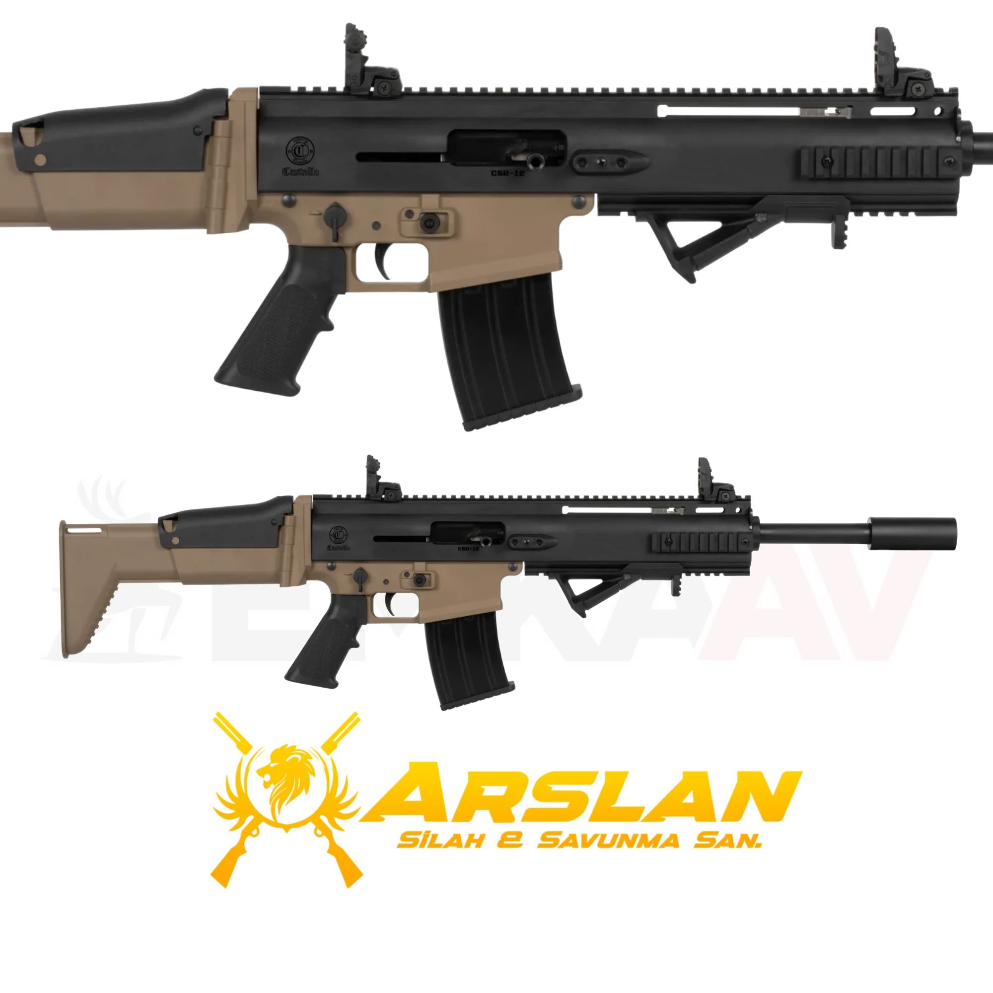 Castello CSR-12: SCAR 12 Kalibre Tan-Siyah Şarjörlü Av Tüfeği