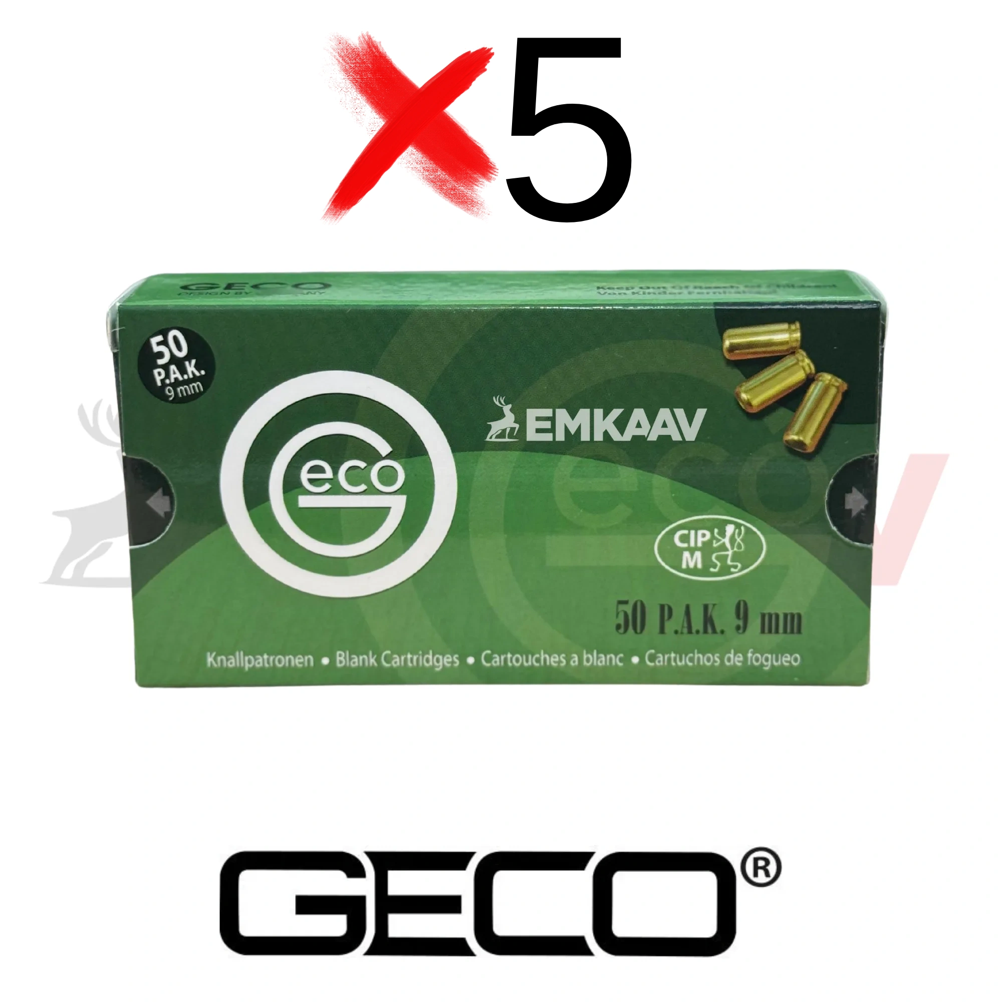 5 Paket | Geco 9 mm Kurusıkı Tabanca Mermisi