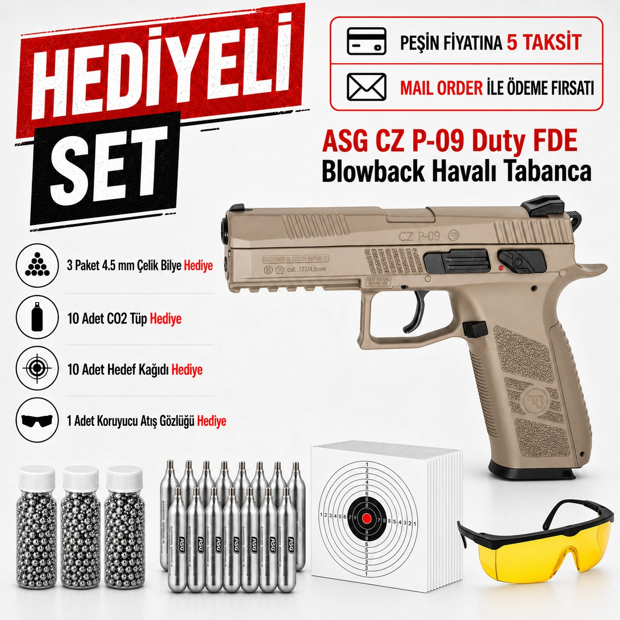 Asg CZ P-09 Duty FDE Blowback Havalı Tabanca 18525