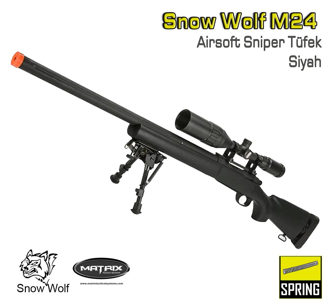 Snow Wolf M24 Airsoft Sniper Fabrika Upgradelidir - Siyah