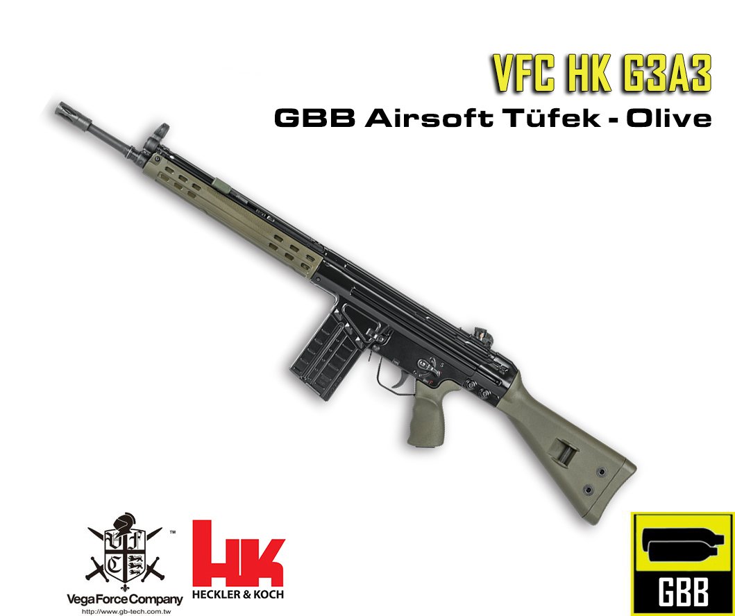 VFC HK G3A3 GBB Airsoft Tüfek - Yeşil