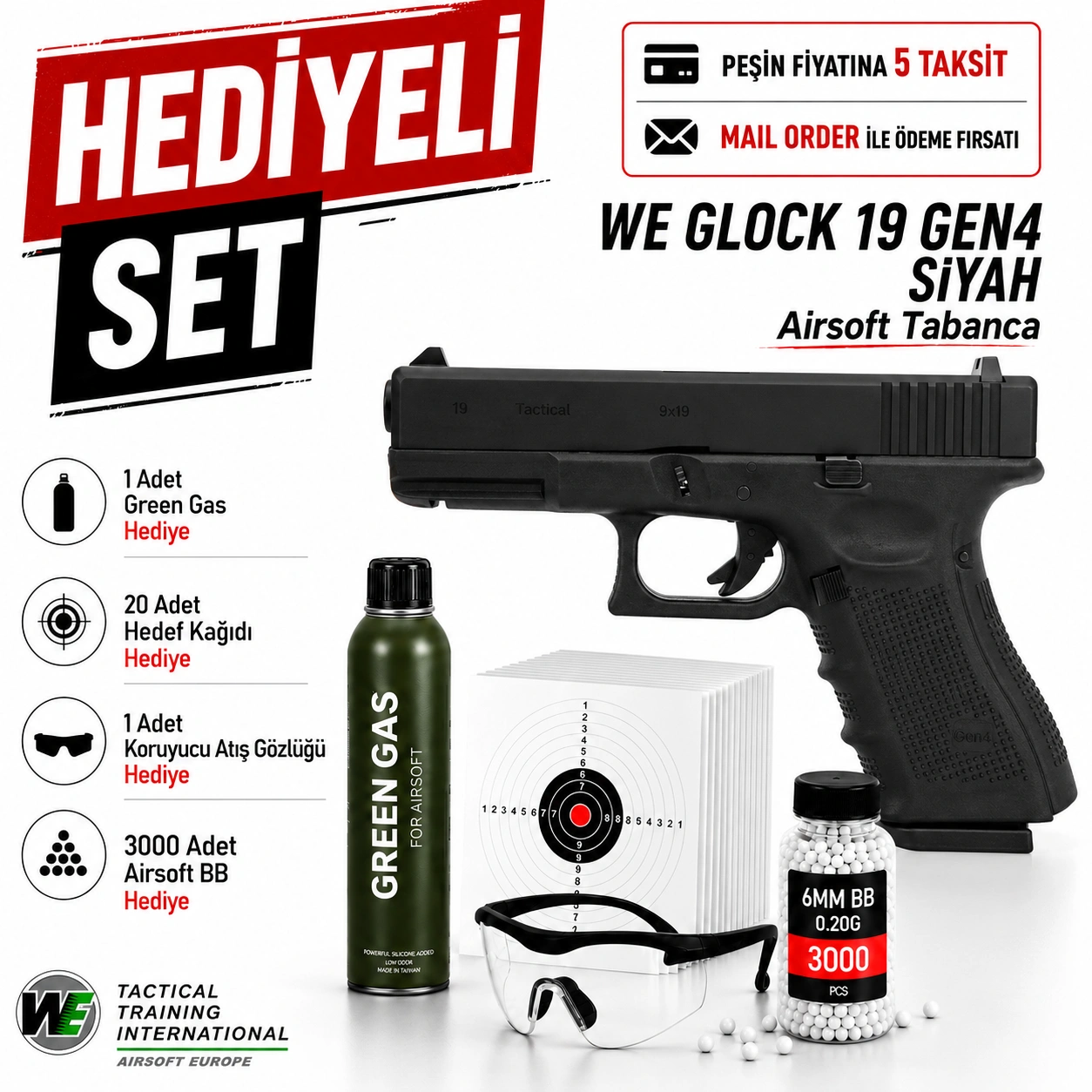 We Glock 19 Gen4 Siyah Airsoft Tabanca (6mm) Fiyatları 2026