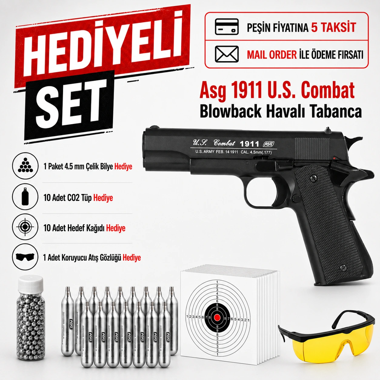 Asg 1911 U.S. Combat Blowback Havalı Tabanca 19818