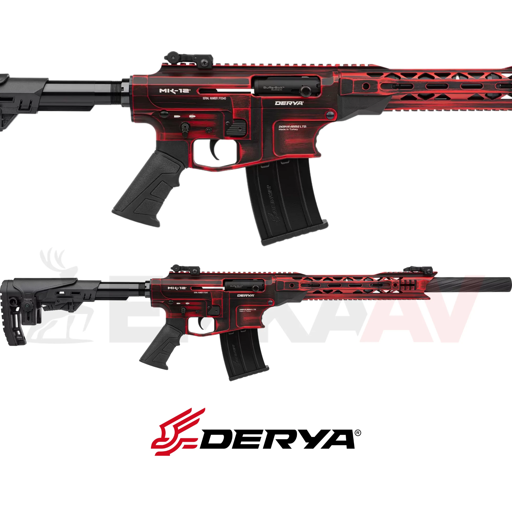 Derya MK-12 AS-104SE Kırmızı Eskitme Şarjörlü Av Tüfeği