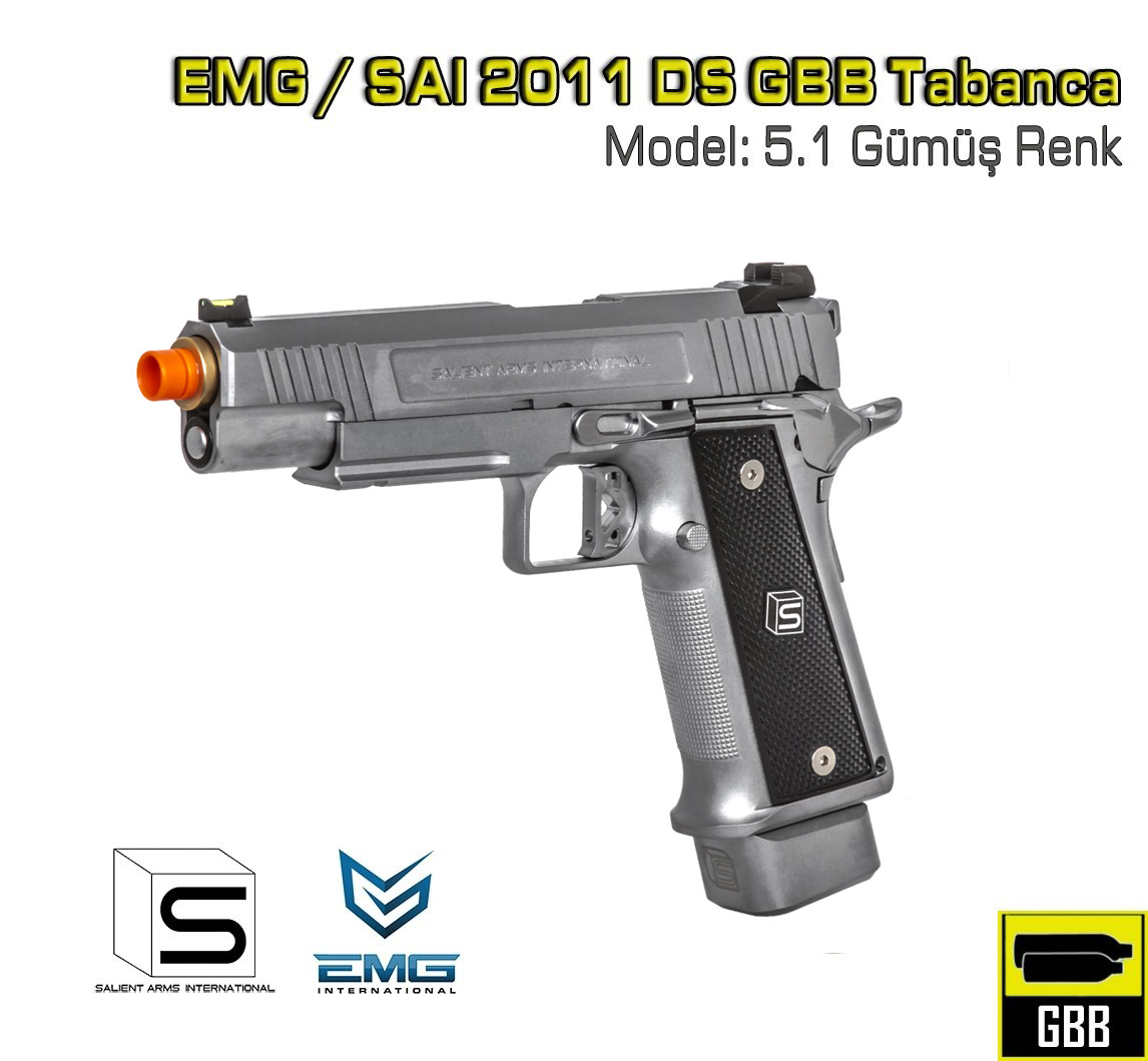 EMG / SAI 2011 DS 5.1 Gümüş Renk Airsoft GBB Tabanca