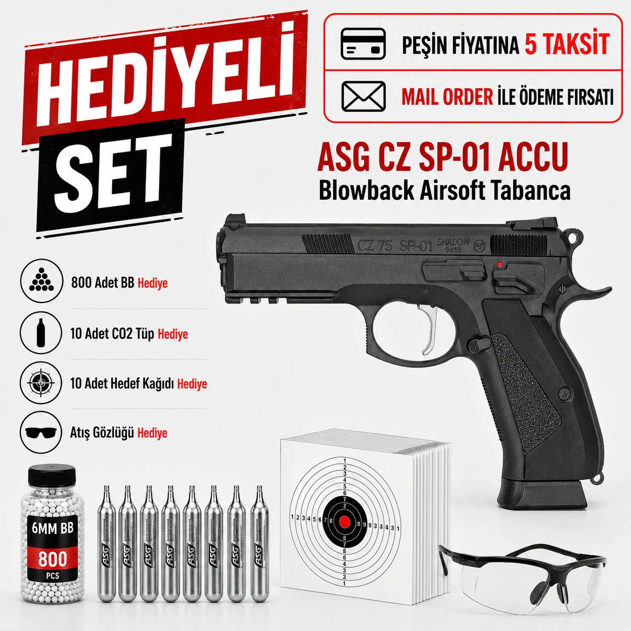 Asg CZ SP-01 ACCU Blowback Airsoft Havalı Tabanca (19015)
