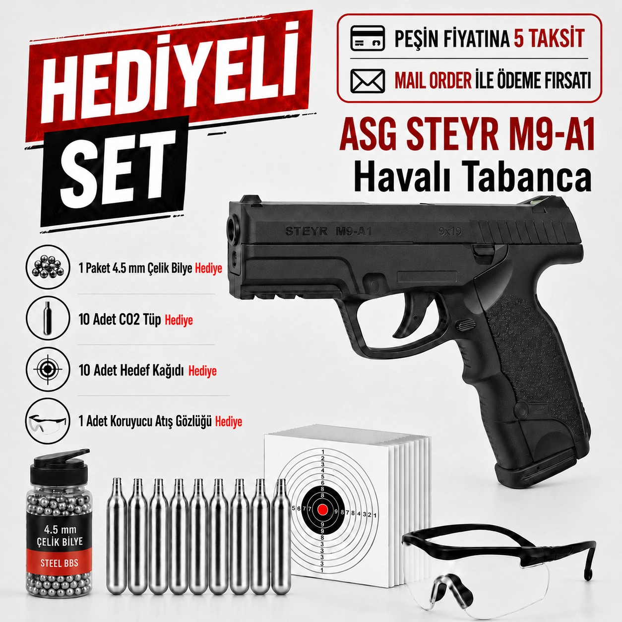 Asg Steyr M9-A1 Siyah Havalı Tabanca 16088
