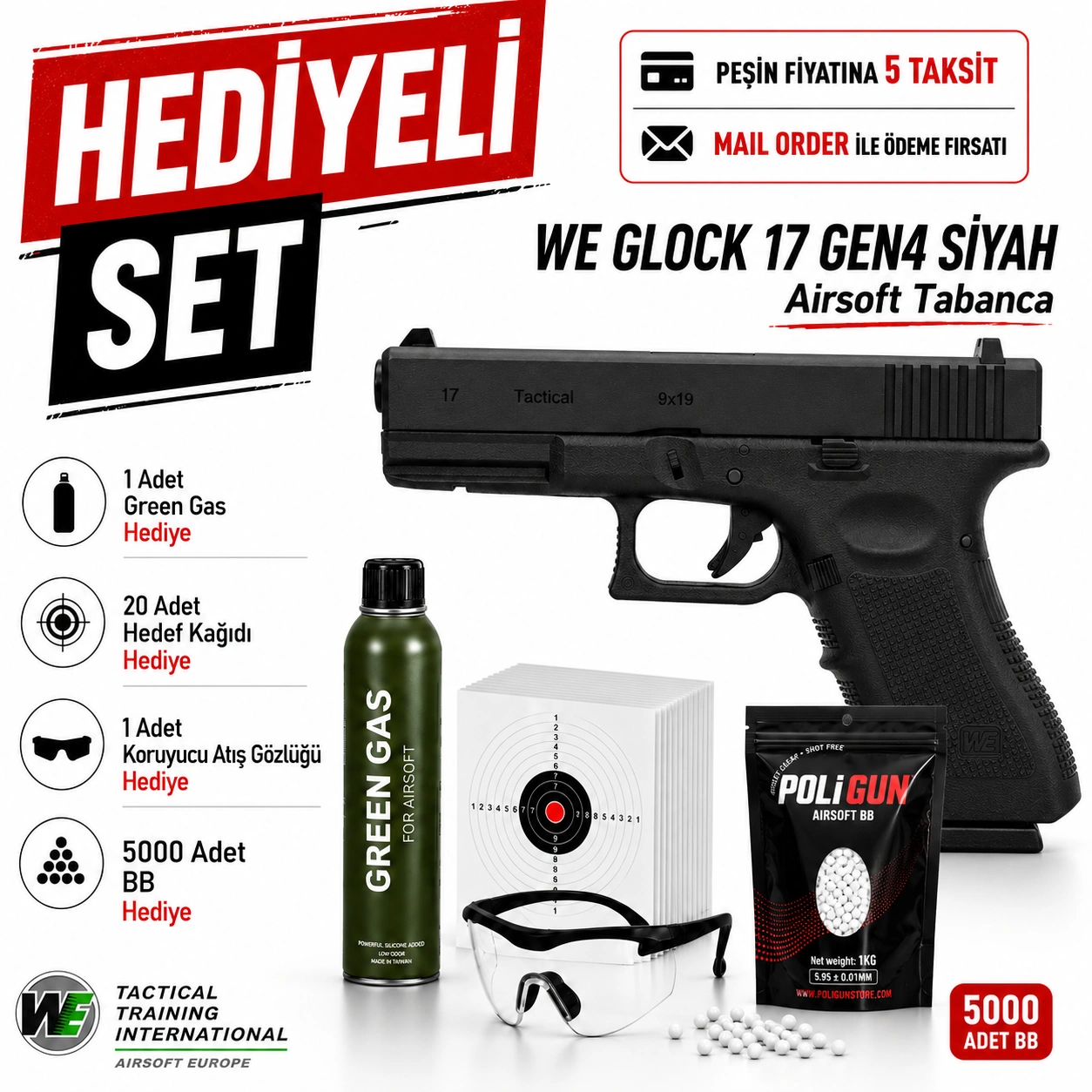 We Glock 17 Gen4 Siyah Airsoft Tabanca (6mm) Fiyatları 2026