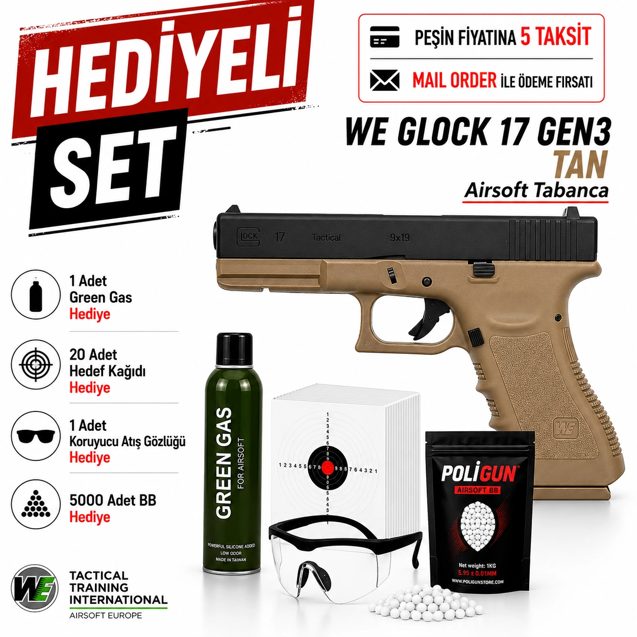We Glock 17 Gen3 Tan Airsoft Tabanca (6mm) Fiyatları 2026
