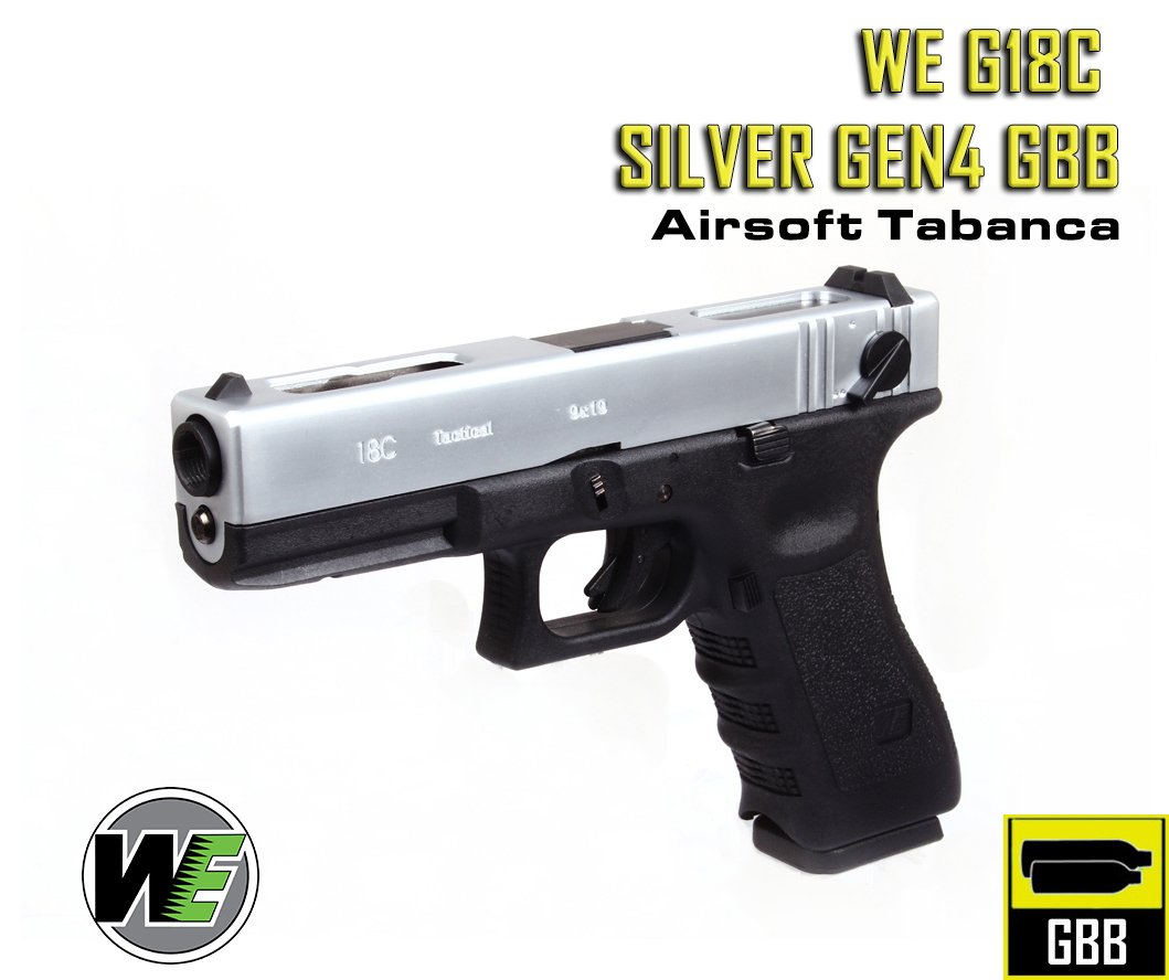 WE GLOCK G18C Gen4 Silver Airsoft Tabanca